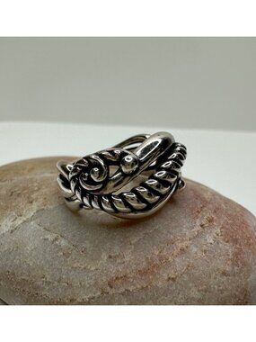 Carolyn Pollack Sterling Silver Cable Twist Open Work Chunky Ring Size 6.25